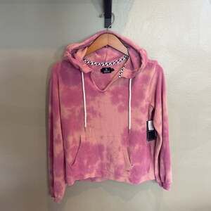 Volcom Women's Small Lil Poncho Fleece Tie Dye Casual Loungewear Pink MSRP